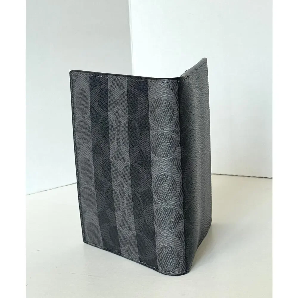 Coach Passport Card Case Signature Canvas Stripe Wallet CEB77